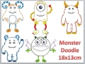 Monster PGD - 5 Stickdateien als Doodle 18x13cm